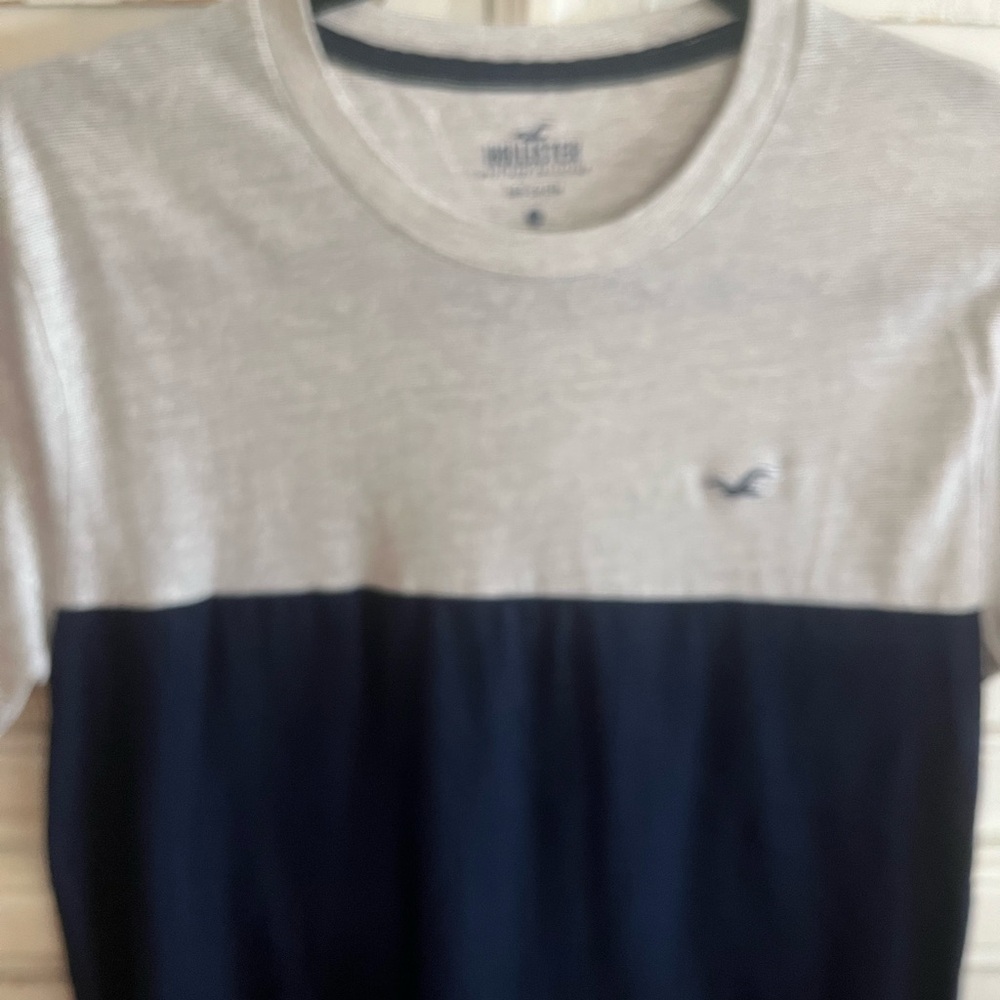 Hollister Gray and Black Short Sleeve Tee